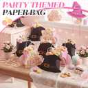 Kolldenn 24 Pcs Princess & Witch Party Favor Bags for Kids, Crown and Hat Goodie Treat Bags with Handles, Pink Green Birthday Party Gift Bag for Candy Toys