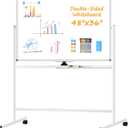 WALGLASS Rolling Dry Erase Whiteboard, 48"x36" Double-Sided White Board on Wheels, Large Portable White Board with Stand, Mobile Standing Whiteboards for Office, Home, School, Classroom 4x3 ft
