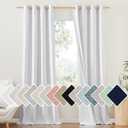 NICETOWN 100% Absolutely Blackout Linen Curtains with Thermal Insulated White Liner, White, 52 inches Wide, 108 inches Length Energy Saving Curtains for Living Room 2 Panels Set, Vertical Blinds