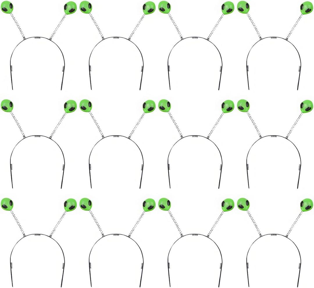 ArtCreativity Glow Alien Boppers, Set of 24, Glow-in-the-Dark Headbands for Kids, Fun Alien Birthday Party Favors, Outer Space Party Supplies, Goody Bag Fillers for Boys and Girls