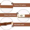 3 Pack Women Skinny Leather Belt,Slim Belt for Women, Adjustable Thin Belts with Adjustable Alloy Turn-Lock Buckle - Ideal for Dresses, Jeans, and Coats, Black,Brown and White (S)