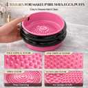 Makeup Brush Holder Cleaner, 3 in 1 Silicone Makeup Brush Cleaning Bowl with Drying Rack, Detachable Brush Organizer for Brushes, Sponges & Puffs, Black and Pink