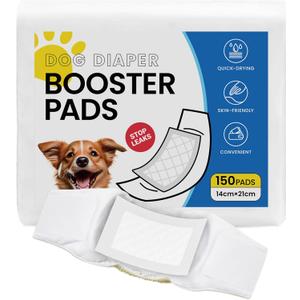 Disposable Dog Diaper Liners Booster Pads for Male & Female Dogs - 150ct | Diaper Inserts fit Most Washable Dog Wraps and Belly Bands,Long