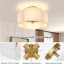 4-Light 14.4'' Semi Flush Mount Ceiling Light Fixture, Gold Modern Close to Ceiling Lamp with White Fabric Shade, Farmhouse Bright Lighting Brass Finish for Nursery Kids Room Bedroom Hallway Entryway