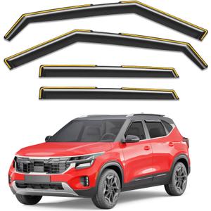 in-Channel Window Rain Guards Fit for Kia Seltos 2021 2022 2023 2024 2025 2026, Extra Durable Window Visors Window Deflectors Vent Visors Vent Shades Car Accessories-4 pcs