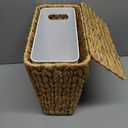 Coeusy 3 Gallon Wicker Trash Can,Small Bathroom Trash Can with Lid,Natural Water Hyacinth Wicker Waste Basket for Bedroom,Toilet,Narrow Garbage Can with Removable Liner