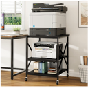 Warmiehomy 24"x24"x30" Large Printer Stand with Storage, 3 Tier Rolling Printer Cart Table, Mini Fridge Stand with Wheels, Use for 3D Laser Printer Home Office, Black