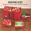 Christmas Ornament Storage Box Store 128 Ornaments, Xmas Ornament Organizer Storage box with Dual Zipper Closure and Adjustable Dividers, Large Holiday Decorations Containers with 8 Individual Trays (Red)