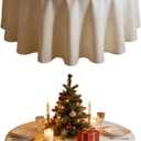 WIGENIUS 2 Pack Ivory Table Cloth Round Tablecloths 90 Inch,Polyester Table Cloth for 5 Foot Round Tables,Wrinkle Resistant Washable Fabric Table Covers for Party,Wedding Banquet,  Ivory, 90 In round-2pack