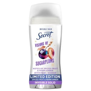 Secret Fresh Antiperspirant Deodorant for Women, 72hr Breathable Odor Protection with Pro-Hyaluronic Acid, Holiday Invisible Solid, Visions of Sugarplums with Spiced Fruit & Warm Amber Scent, 2.6 oz (2.6 Ounce (Pack of 1))