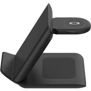 Wireless Charger for Samsung Galaxy Z Flip-3 in 1 Foldable 15W Fast Wireless Charging Stand, Portable Travel Charger Station for Galaxy Z Flip 7/6/5/4/3, Razr+, Galaxy Watch, Earphones, Black