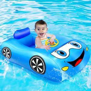 Inflatable Toddler Pool Float, 41" Large Car Shaped Baby Pool Floats Baby Swim Float with Safety Seat & Backrest, Swimming Pool Floaties Summer Toys for Babies Toddler Age of 6-36 Months
