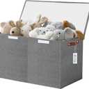 Large Toy Storage Box with Lids, Collapsible Sturdy Baby Storage Organizer Chest Bin Basket for Kids, Boys, Girls, Playroom, Nursery, Bedroom, Closet 25"x13"x16" (Gray)