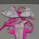 Pool Party Glitter Bikini, Neon Strap, Padded 2Pc Swimsuit Boudoir Shoot (Small, Neon Pink-silver)