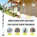 Bird Scare Rods, Silver Hanging Plastic Bird Deterrent Device with 6 Reflective Discs + 6 Scare Rods Set, Wind-Driven Rotating Reflective Scare Rods to Keep Birds Away from House Windows, Garden Yard