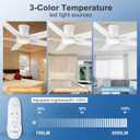 POCHFAN 52 Inch White Ceiling Fans with Lights and Remote, Flush Mount Low Profile Ceiling Fan for Bedroom, Living Room, Patio, Dimmable 6 Speeds Noiseless Reversible, ETL Listed