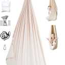 Marlowe & Co Indoor Outdoor Double Layer Cotton Sensory Compression Swing, Special Needs Therapy Swing, Holds 200 lbs, 360° Swivel Hardware Included (Oat)