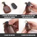 Fits The Remote for Cadillac Key fob Cover Perfectly, Compatible with 2015-2020 CT4 CT5 CT6 XT4 XT5 XT6 ATS CTS SRX XTS 5 Button Key Fob Chain Case Shell/Brown