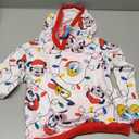 Disney Mickey and Friends Family Matching Christmas Hooded Sweatshirt Casual Mickey Snow Pattern Long Sleeve Pullover Hoodies, 6-7yrs, Red and White