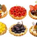 Hoypeyfiy Artificial Egg Tart Models Set,6 Packs Artificial Fruit Cakes Desserts for Window Decor,Home Kitchen Decor, Bakery Shop Display