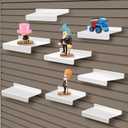 SNOGSWOG Shelves, Set of 8 - 4x10 Inch Slatwall Metal Shelves - White Flat Display for Storage and Organization, Wall-Mounted, Modern Style, Tiered Shelf, Durable