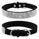 Haoyueer Rhinestone Dog Collar, Cute Dazzling Sparkling Soft Suede Leather Dog Cat Rhinestone Collar Crystal Diamond Pet Dog Puppy Collar(Black,L fit Neck 38-46 cm)Only1