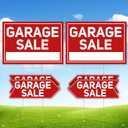 6 Pcs Garage Sale Signs with Stakes, 2 Foldable Extra-Large Garage Sale Signs 24" x 16" and 4 Arrow Yard Signs 17" x 6", Metal Stakes and Double Sided Waterproof Design for Garage Sale Supplies
