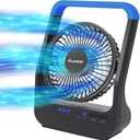 Battery Operated Fan, Camping Fan Battery Powered, Super Long Lasting, Portable D-Cell Battery Powered Desk Fan with Timer, 3 Speeds, Quiet, 180 Rotation, for Office,Bedroom,Outdoor, 5'', Blue