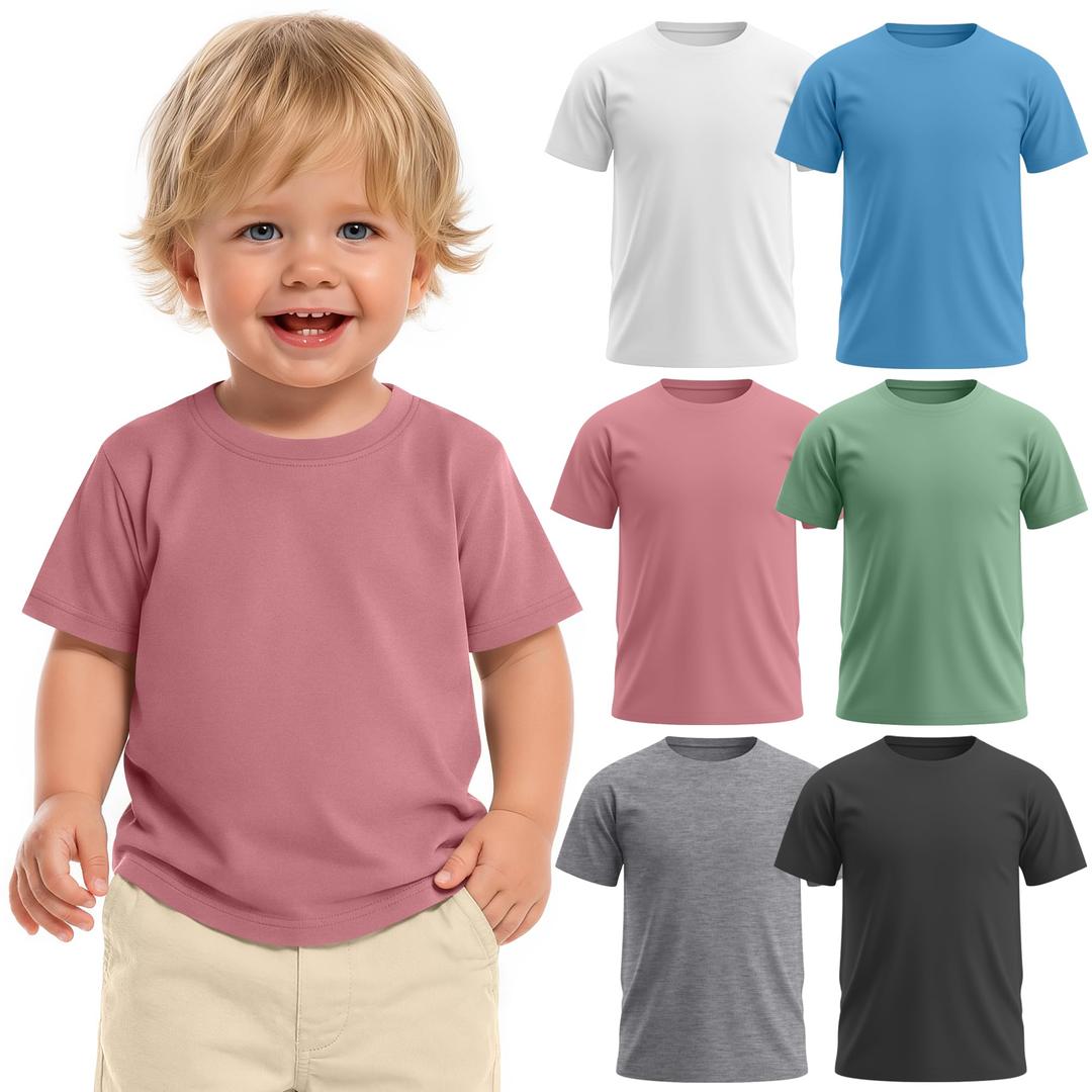 Custoneei 6 Pack Toddler Boys Shirts Summer Tees, 6-Color, 18-24 Months