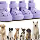 Dog Shoes for Hot Pavement, Non-Slip Waterproof Breathable Easy to Clean Put On and Take Off Dog Boots, Paw Protector for Hot Summer Roads Winter Snow (Purple, Size 8:(3.15"x2.56")(L*W)