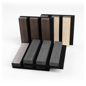 Elvone 4PCS Sample Wood Wall Panels, 3D Fluted Sound Absorbing Slat Wall Paneling, Wood Finish Sound Proof for Wall and Ceiling，4 Colors
