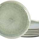 AmorArc Ceramic Dinner Plates Set of 6, 10.5 Inch Handmade Reactive Glaze Stoneware Plates, Rustic Shape Dinnerware Dish Set for Kitchen, Microwave & Dishwasher Safe, Scratch Resistant