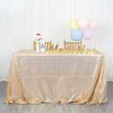 ShinyBeauty Sequin Tablecloth 50x80 Inch Light Gold Seamless Table Cover Overlay Birthday Party Supplies Shimmer Champagne Gold Table Cloth for Wedding Anniversary Bridal Shower Decoration
