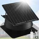 55W Solar Attic Fan with Thermostat, 12" 1200CFM Hybrid Solar Roof Vent Fan, Brushless Waterproof Solar Powered Attic Exhaust Fan Auto On/Off for Roof, Attic, Garage, Shed, Greenhouse