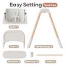 Mloong High Chair for Babies and Toddlers - Adjustable 4-in-1 Baby High Chairs with Dishwasher Tray, Easy Clean Highchair, Beige