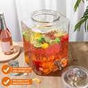 Baderke 5 Gallon Glass Drink Dispenser for Parties Beverage Glass Water Dispenser With 18/8 Stainless Steel Leakproof Spigot Hanging Chalkboard Signs Pen for Party Wedding