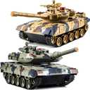 1/24 RC Battle Tank Set, Remote Control Russian T90 and German Leopard II Tank Model That Shoots for Kids and Adults, 2.4Ghz Army Toy for Boys 6+ Year Old with Smoke, Sound Effects and Lights