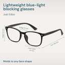 Blue Light Blocking Glasses - Fashion Square Eyeglasses, Anti UV Ray Computer Gaming Glasses Blue Blockers for Women/Men (*Black & Transparent)