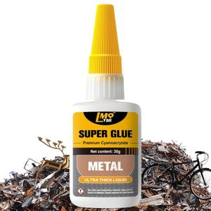 Liquid Super Glue for Metal, 30g Clear Instant Thick CA Glue for Stainless Steel Aluminum DIY Crafts and Repairs, Fast Drying High Strength All Purpose Permanent Professional Cyanoacrylate Adhesives