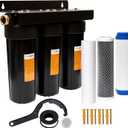 RV Water Filter System,Leak-Free Brass Fittings, Three Filters Included Reduces Sediment,rv Water Filter,Chlorine,Bad Taste and Odors,Suitable for RVs,Boats,Farming & Gardening
