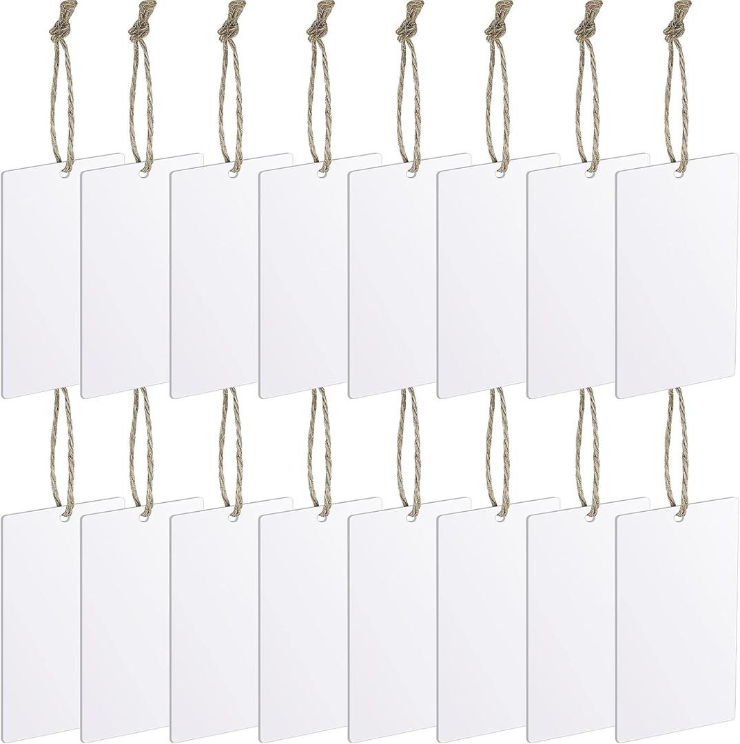 Zonon 24 Pieces Basket Tags Hanging Labels Sign for Basket or Storage Bins with Natural Twine String Clip on for Kitchen Pantry Office(White) X 2