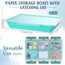 Tinlade 24 Pcs Classroom Paper Storage Bins with Lids, Teal, 13x10in