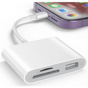 SD Card Reader for iPhone, Memory Card Reader with USB Camera Adapter Plug and Play Trail Game Camera Viewer Supports SD and TF Card MicroSD Card Adapter for iPad No App Required