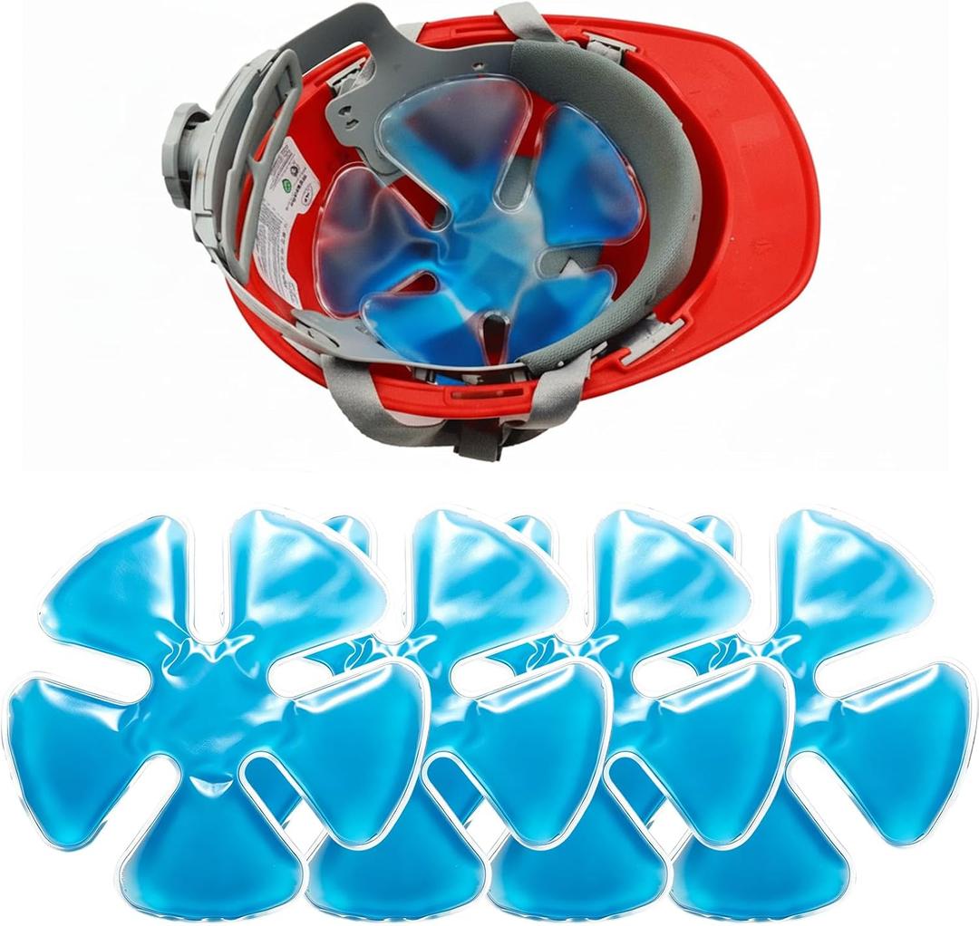 Reusable Cooling Gel Ice Packs for Hats, Adjustable Cold Therapy Headband Inserts for Hard Hats, Sun Hats, 4-Hour Relief for Construction Workers, Migraines, Heat Stroke Prevention, 4 Pack
