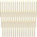 Baquler 50 Pcs Flameless Ivory Taper Candles Bulk Flickering LED Candles Taper Warm White Light LED Candlesticks for Christmas Wedding Home Decoration No Remote Control, 9.6 Inch