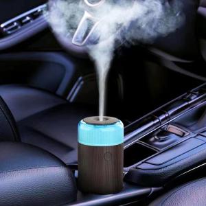 Unee Upgrade Car Diffuser,90ml USB Rechargeable Aroma Essential Oil Aromatherapy Humidifier Diffuser(Built-in Battery Dark Grey Wood Grain)