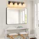 4 Light Modern Bathroom Light Fixtures Over Mirror, Black Gold Vanity Lights for Bathroom Wall Sconces with Milky White Glass Shades, E26 Socket (Bulbs Not Included)