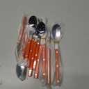 ANNOVA Silverware Set, Retro/Rivet Colorful Stainless Steel Tableware Kitchen Flatware Set Utensils, Includes Dinner Knives, Forks, Spoons, Salad Forks & Dessert Spoons (Orange, 10 Pieces)