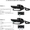 Ornin 2-Line Corded Telephone Systems for Small Business and House, Desk Phone Only (Black)