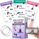 Pilates Board Workout Cards  67 Exercise Cards with Videos & Workout Plan - Includes 5-Week Challenge, Ebook, Progress Chart & 2 Rings for Easy Organization - Home Portable Reformer Guide for Women